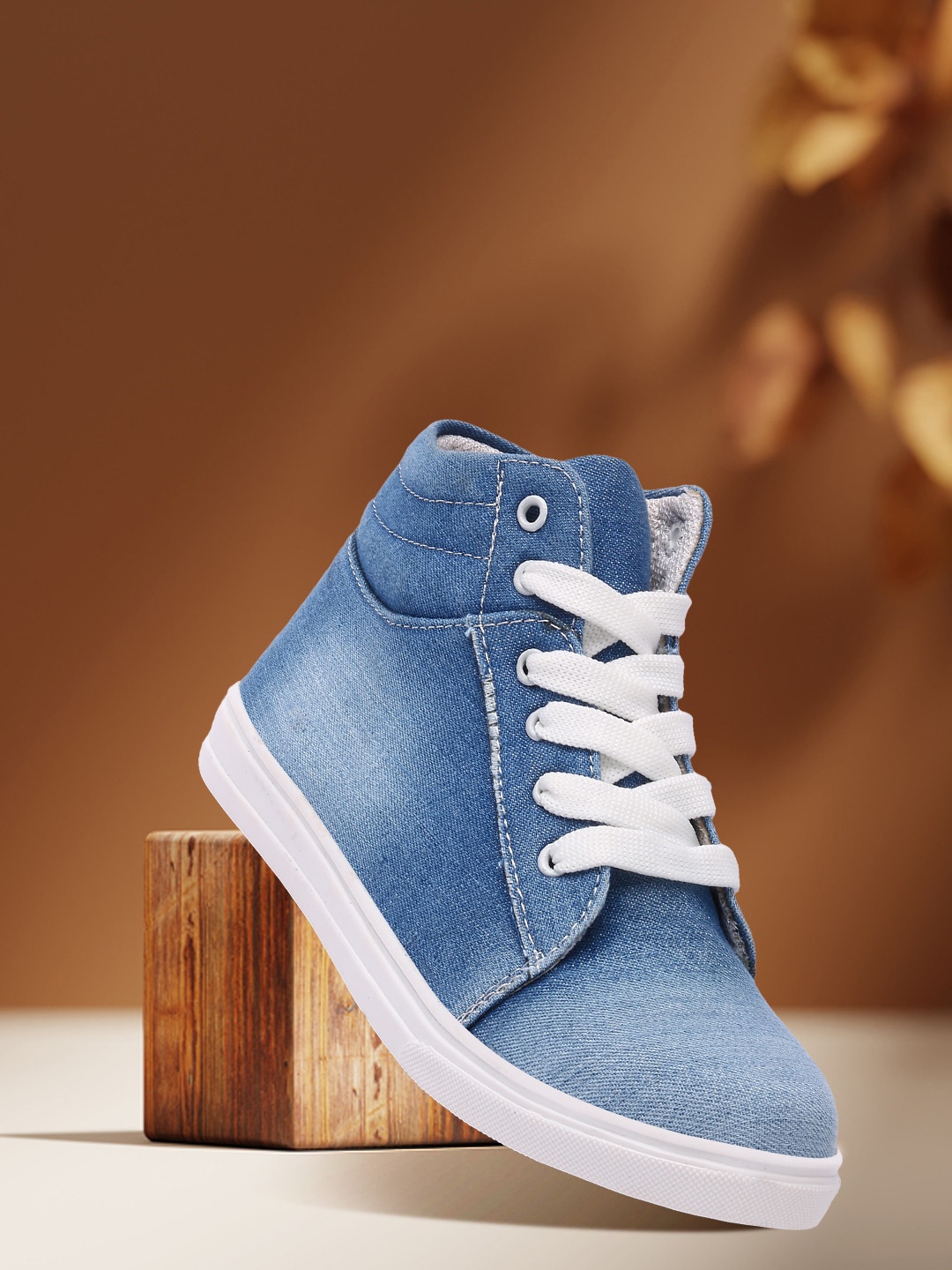 FASHIMO Women Denim Canvas Sneakers, Blue