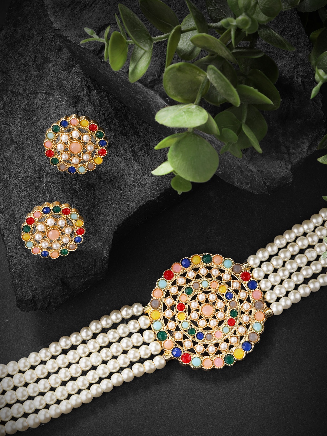 Peora Gold0Plated Pearl Diamond Kundan Choker Necklace with Round Earring Jewellery Set, White
Peora Gold0Plated Pearl Diamond Kundan Choker Necklace with Round Earring Jewellery Set, White
