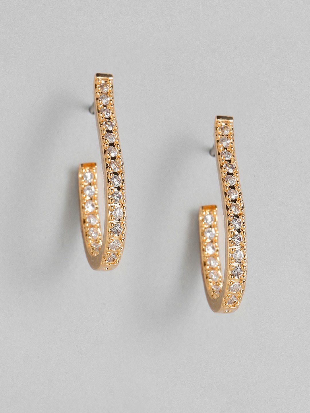 Peora Contemporary Half Hoop Earrings, Gold