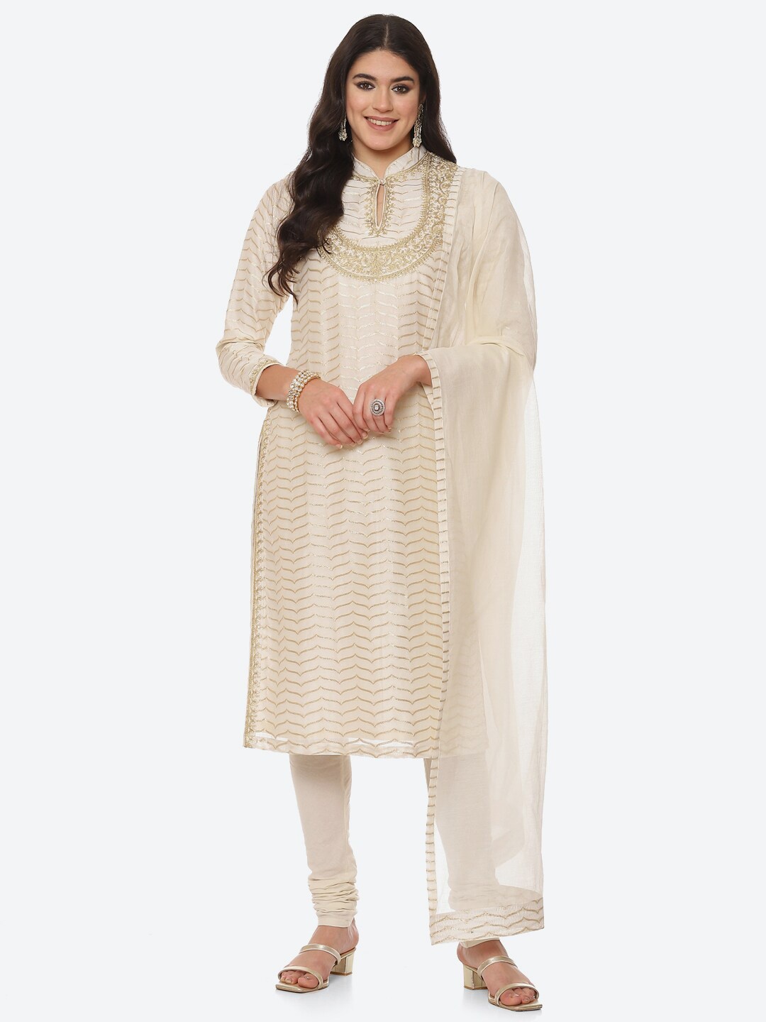 Biba by Rohit Bal by Rohit Bal Women Cream-Coloured Printed Thread Work Kurta with Churidar & With Dupatta
Biba by Rohit Bal by Rohit Bal Women Cream-Coloured Printed Thread Work Kurta with Churidar & With Dupatta