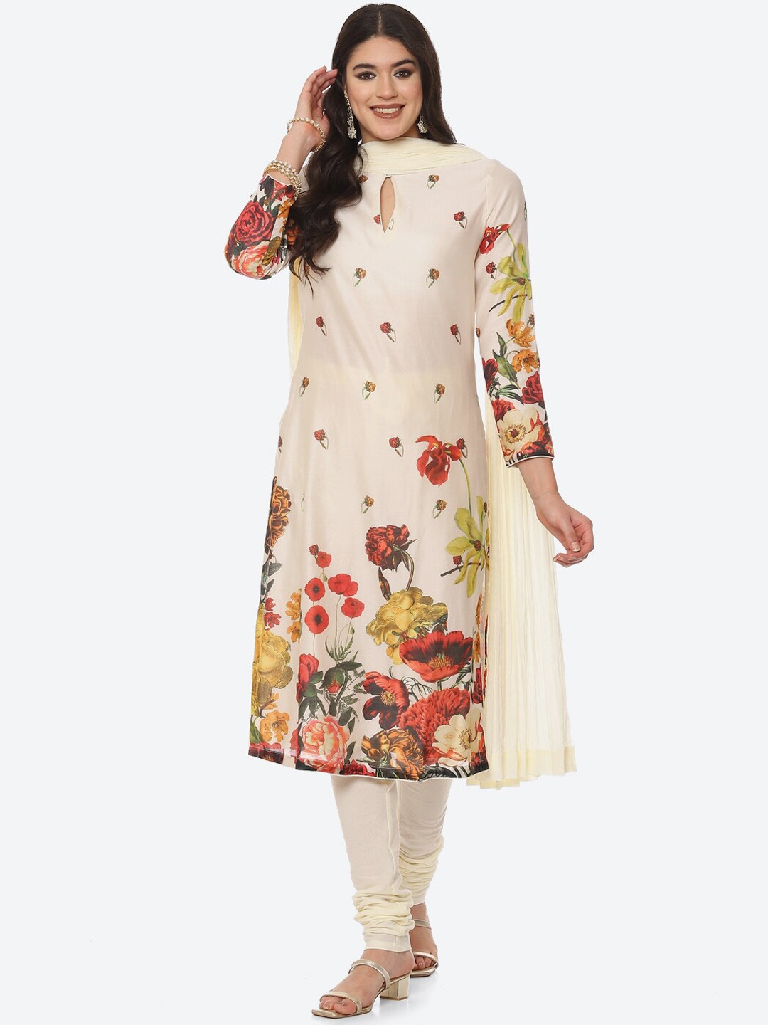 Biba by Rohit Bal Women Off White Floral Printed Chanderi Silk Kurta with Churidar & With Dupatta
Biba by Rohit Bal Women Off White Floral Printed Chanderi Silk Kurta with Churidar & With Dupatta