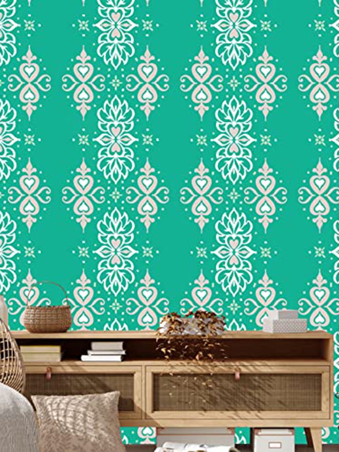 Asian Paints Green & White Self Adhesive Wallpaper