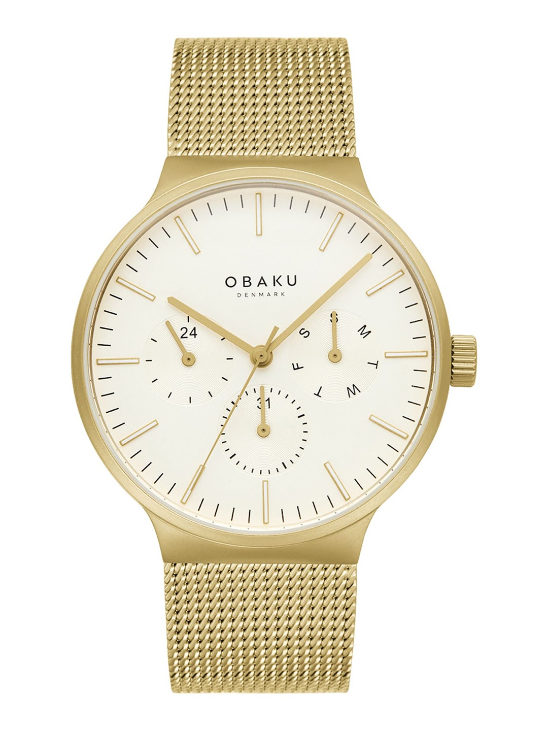 Obaku Men Gold-Toned Brass Embellished Dial & Gold Toned Stainless Steel Bracelet Style Straps Analogue Watch V229GMGGMG
Obaku Men Gold-Toned Brass Embellished Dial & Gold Toned Stainless Steel Bracelet Style Straps Analogue Watch V229GMGGMG