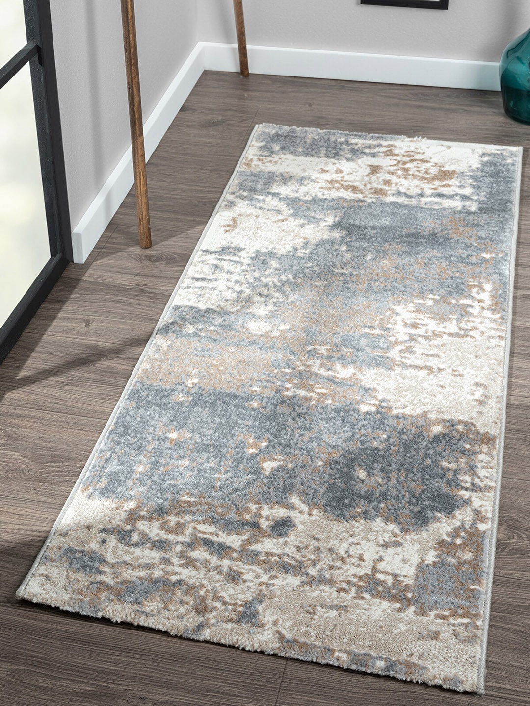 OBSESSIONS Brown Anti-Static Polypropylene Floor Runner, Blue