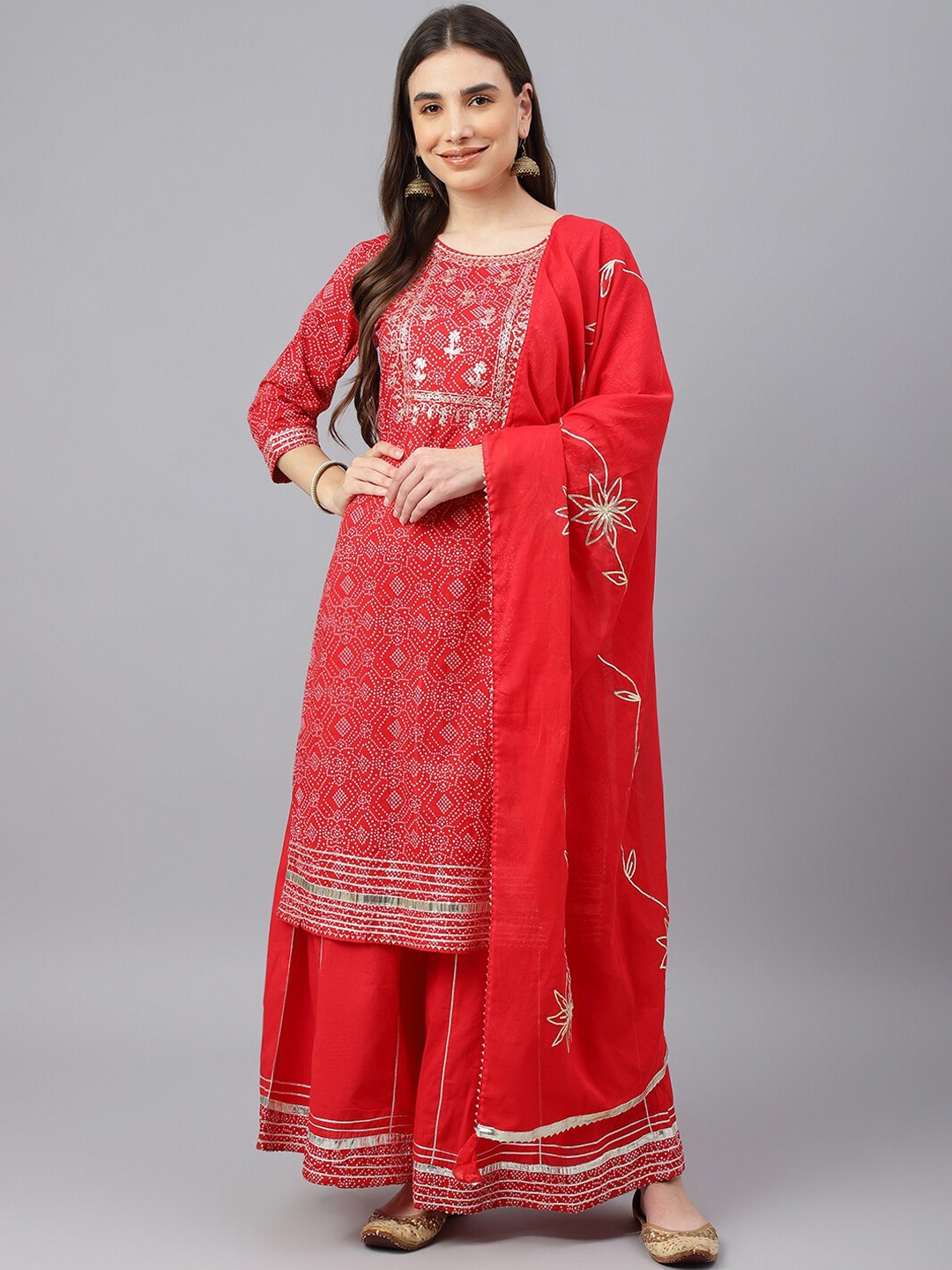 EtnicaWear Women Red Floral Embroidered Mirror Work Pure Cotton Kurta with Pyjamas & With Dupatta
EtnicaWear Women Red Floral Embroidered Mirror Work Pure Cotton Kurta with Pyjamas & With Dupatta