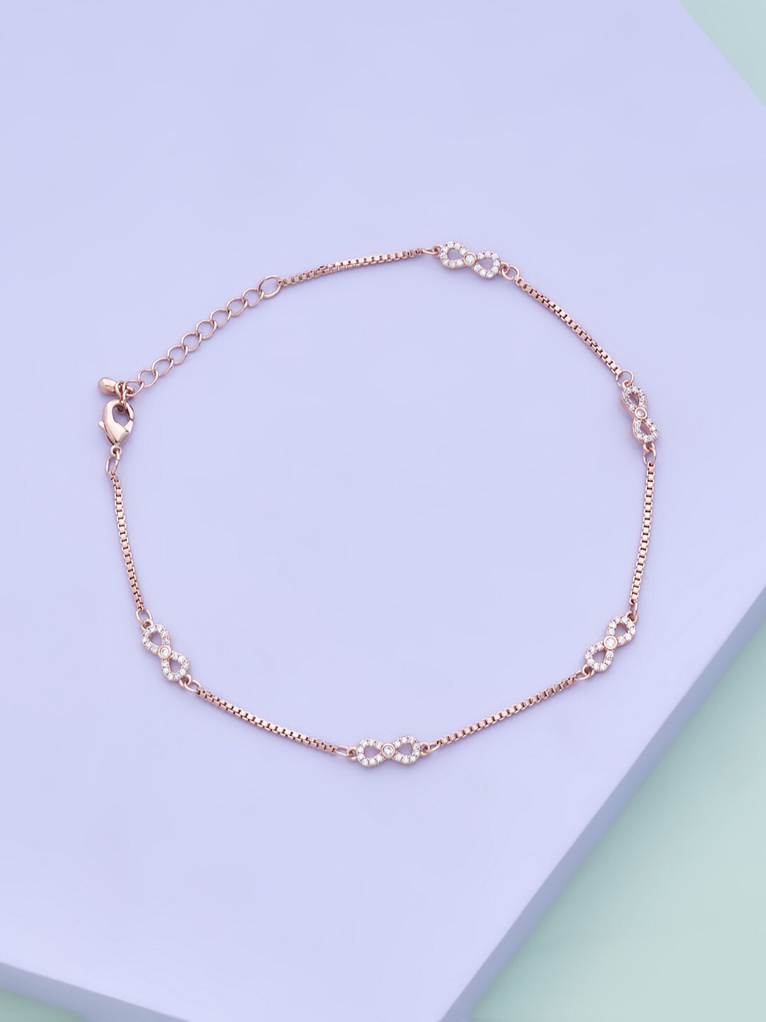 Kushal's Fashion Jewellery Rose-Gold Plated White Anklet With Sparkling Cubic Zirconia
Kushal's Fashion Jewellery Rose-Gold Plated White Anklet With Sparkling Cubic Zirconia