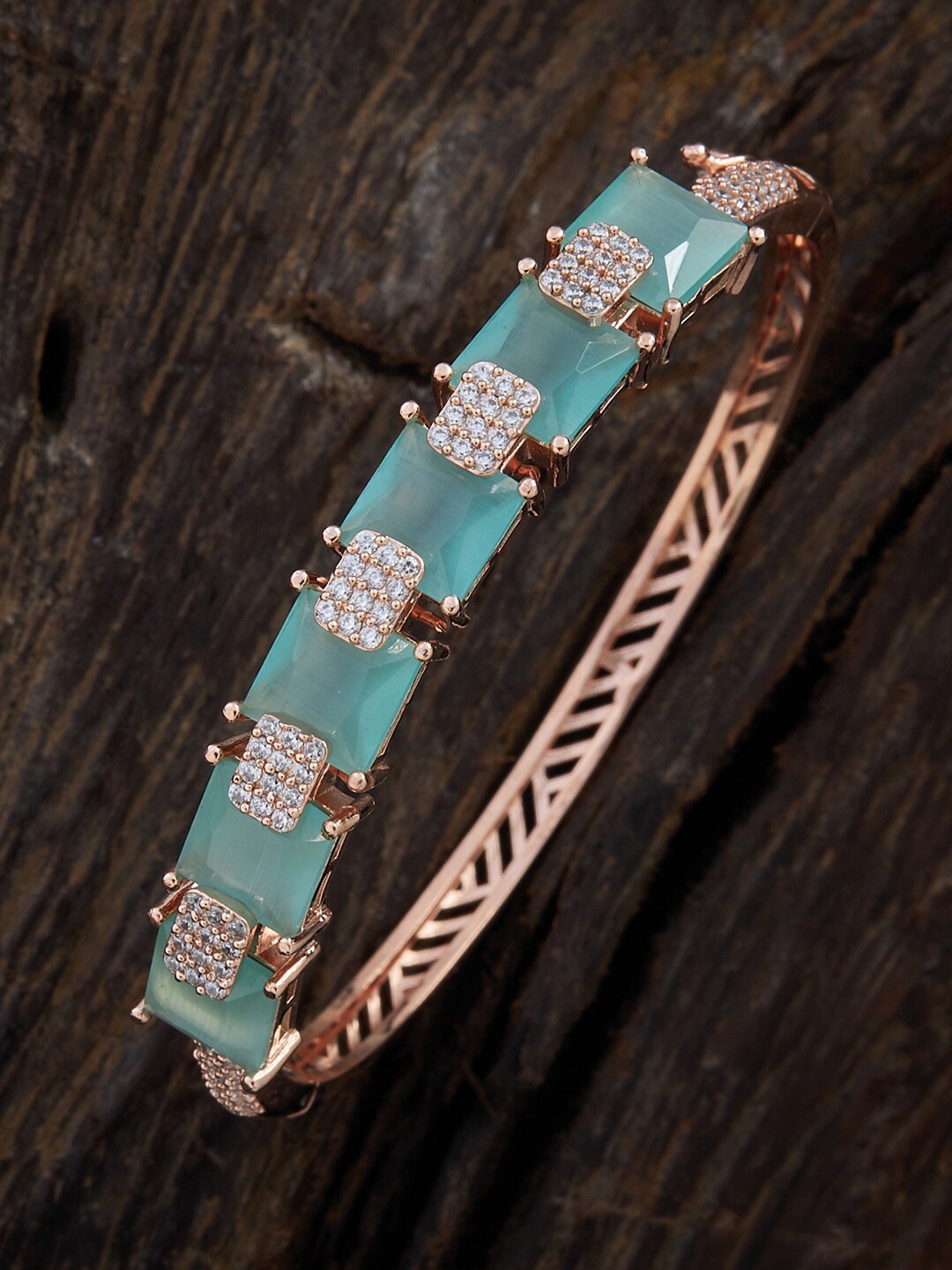 Kushal's Fashion Jewellery Women Rose Gold & Sea Green Cubic Zirconia Rose Gold-Plated Kada Bracelet
Kushal's Fashion Jewellery Women Rose Gold & Sea Green Cubic Zirconia Rose Gold-Plated Kada Bracelet