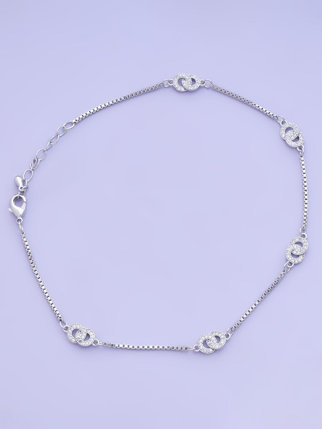 Kushal's Fashion Jewellery Women Rhodium-Plated Cubic Zirconia Studded Anklet, Silver
Kushal's Fashion Jewellery Women Rhodium-Plated Cubic Zirconia Studded Anklet, Silver
