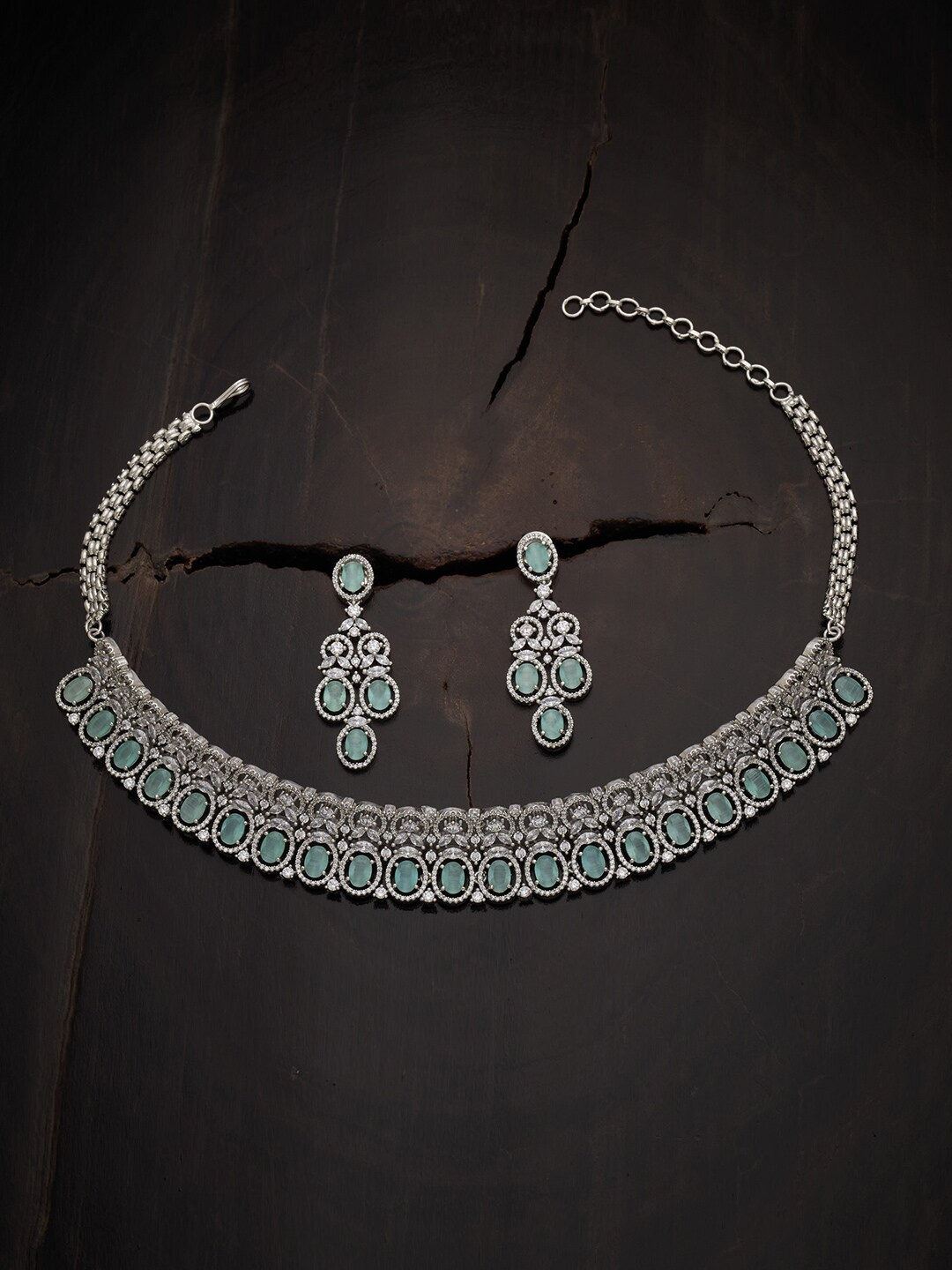 Kushal's Fashion Jewellery Rhodium Plated Stones & Beads Studded Jewellery Set, Sea green
Kushal's Fashion Jewellery Rhodium Plated Stones & Beads Studded Jewellery Set, Sea green
