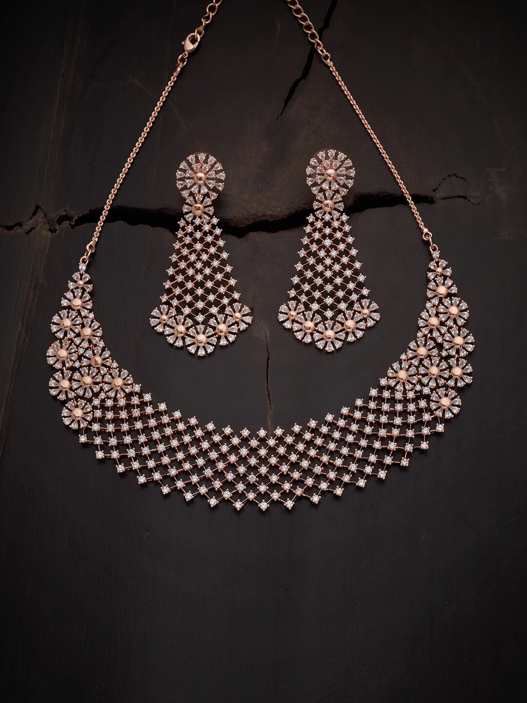 Kushal's Fashion Jewellery Rose Gold-Plated & White Embellished Necklace & Earrings
Kushal's Fashion Jewellery Rose Gold-Plated & White Embellished Necklace & Earrings