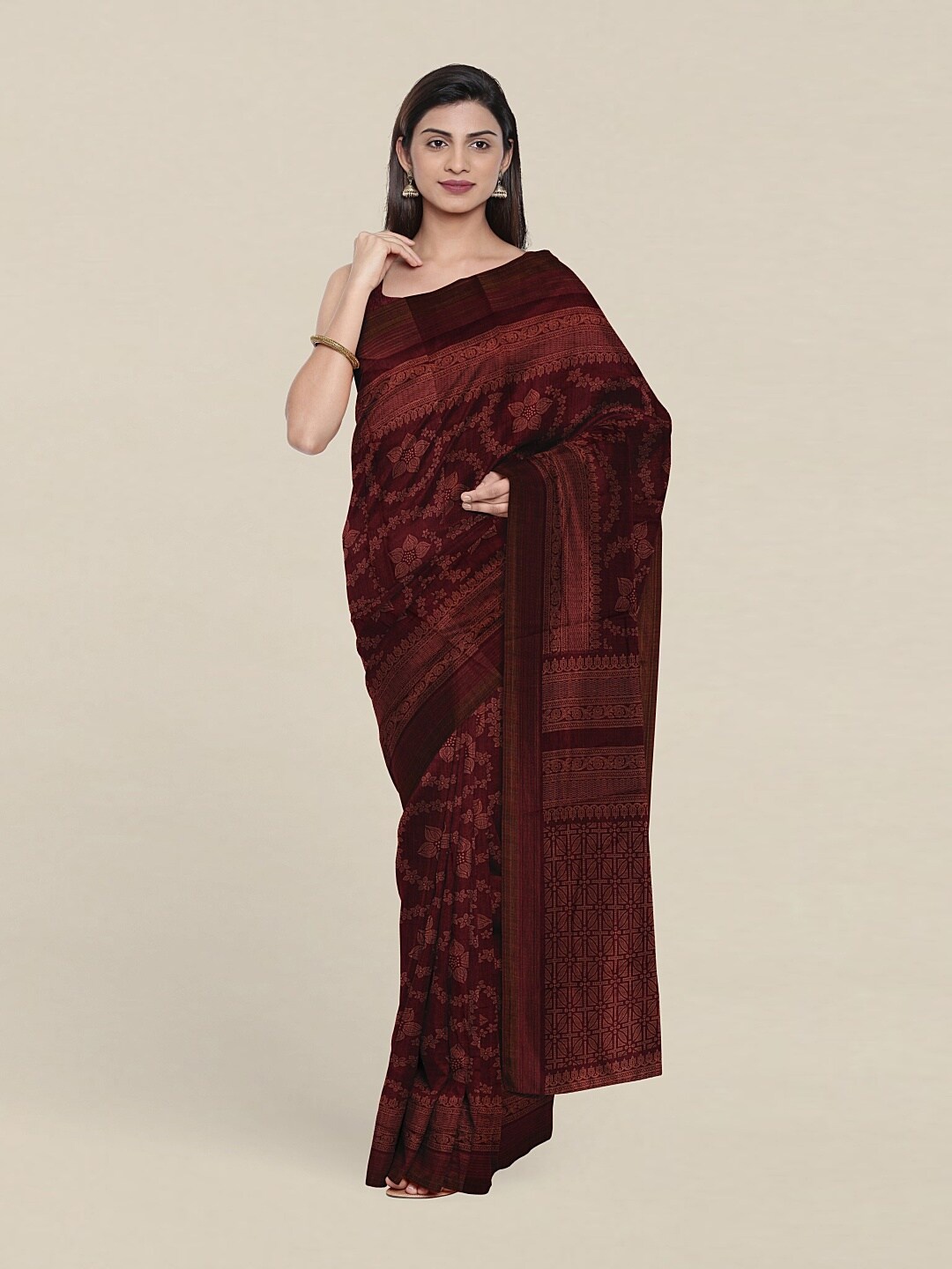 Pothys Purple Floral Zari Saree