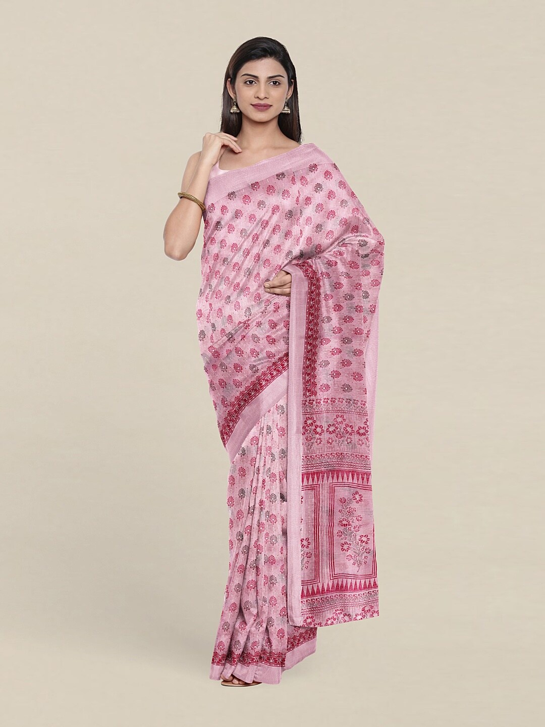 Pothys Pink Floral Saree