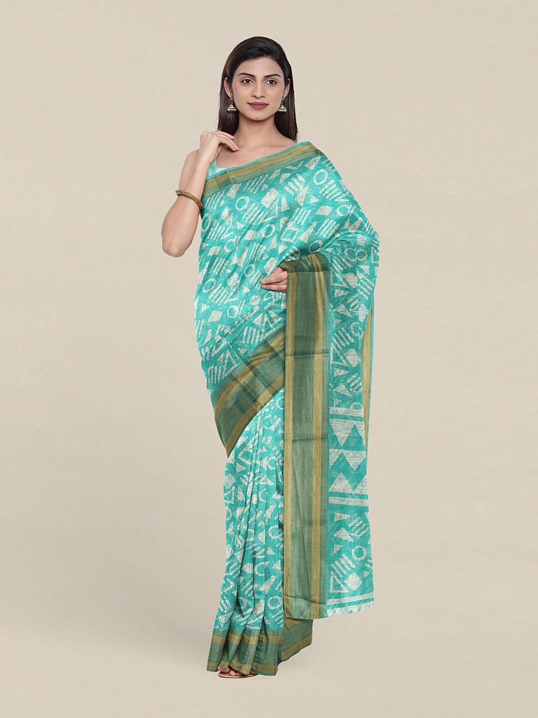 Pothys Blue & White Saree