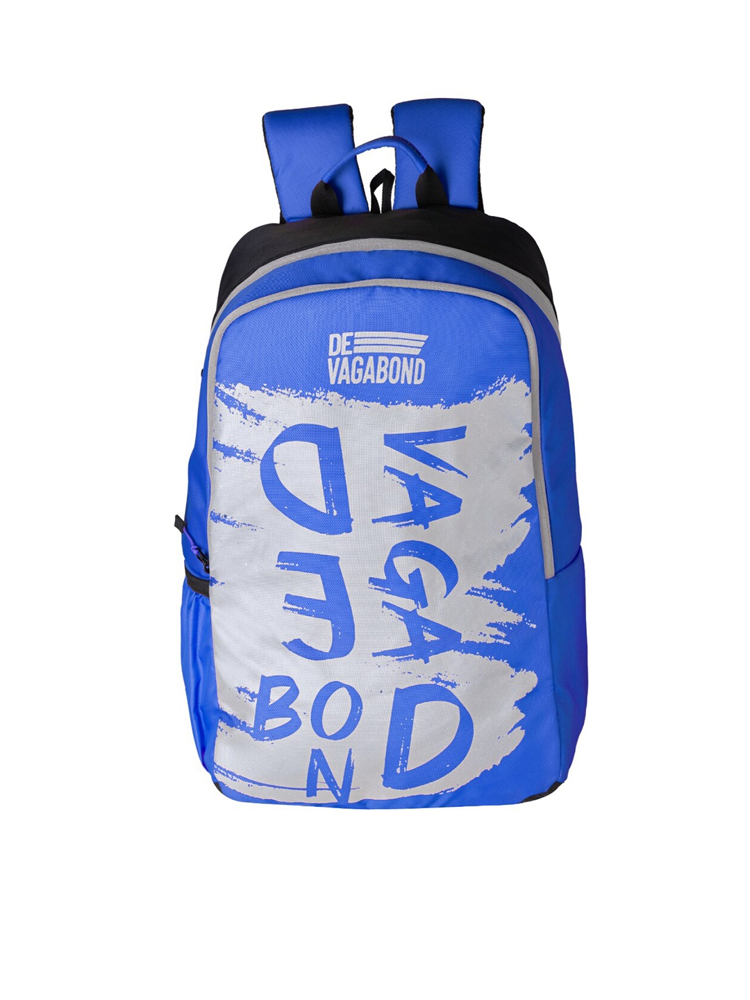DEVAGABOND Unisex Blue & Grey Typography Backpack