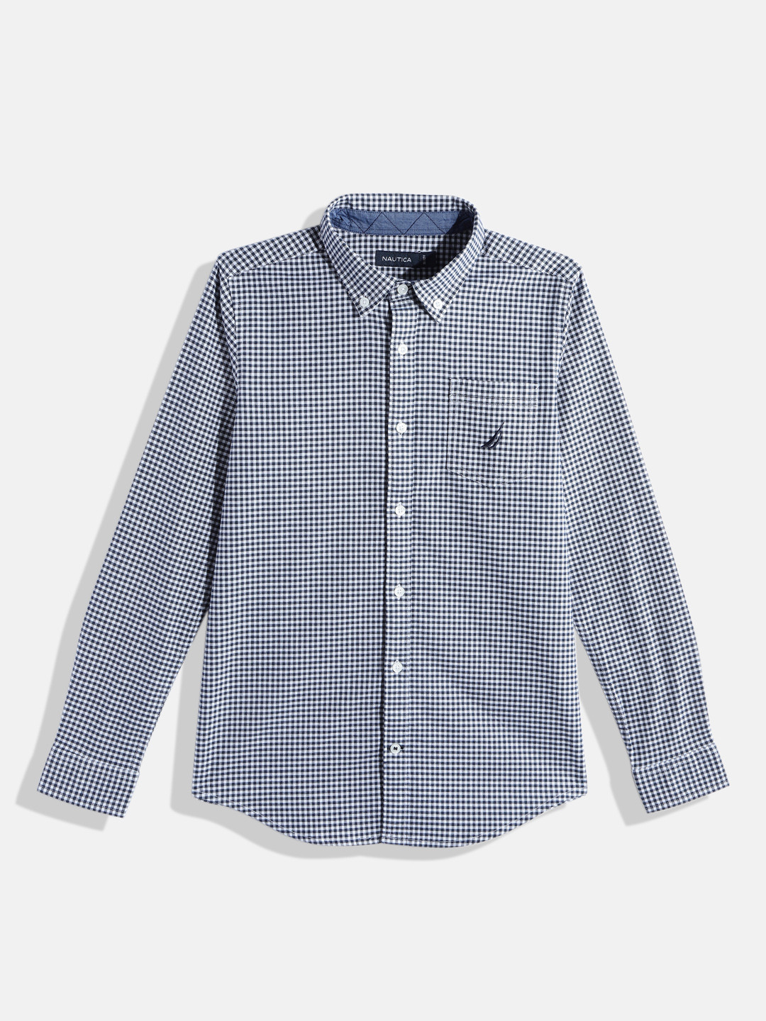 Nautica Boys Regular Fit Gingham Checks Opaque Casual Shirt With Chest Pocket, Navy blue
Nautica Boys Regular Fit Gingham Checks Opaque Casual Shirt With Chest Pocket, Navy blue