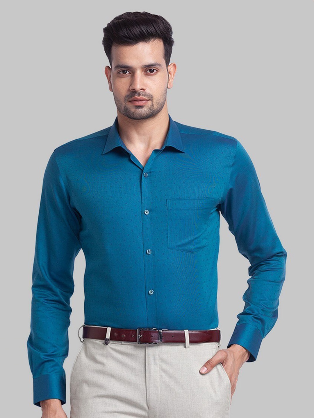 Park Avenue Men Blue Slim Fit Printed Organic Cotton Formal Shirt