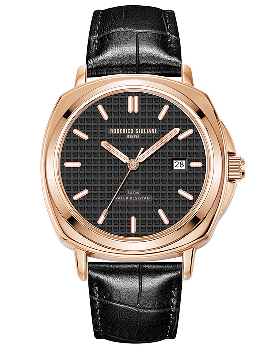 RODERICO GIULIANI Unisex Black Dial & Black Leather Textured Straps Analogue Watch RG-MLEA75000003
RODERICO GIULIANI Unisex Black Dial & Black Leather Textured Straps Analogue Watch RG-MLEA75000003