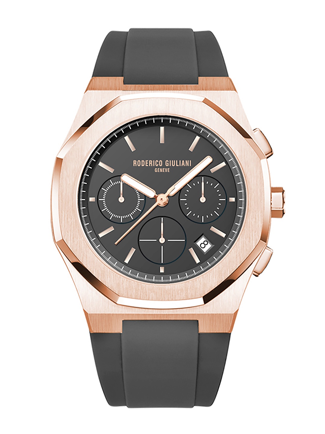 RODERICO GIULIANI Unisex Black Dial & Black Straps Analogue Chronograph Watch- RG-MSLC71, Rose gold
RODERICO GIULIANI Unisex Black Dial & Black Straps Analogue Chronograph Watch- RG-MSLC71, Rose gold