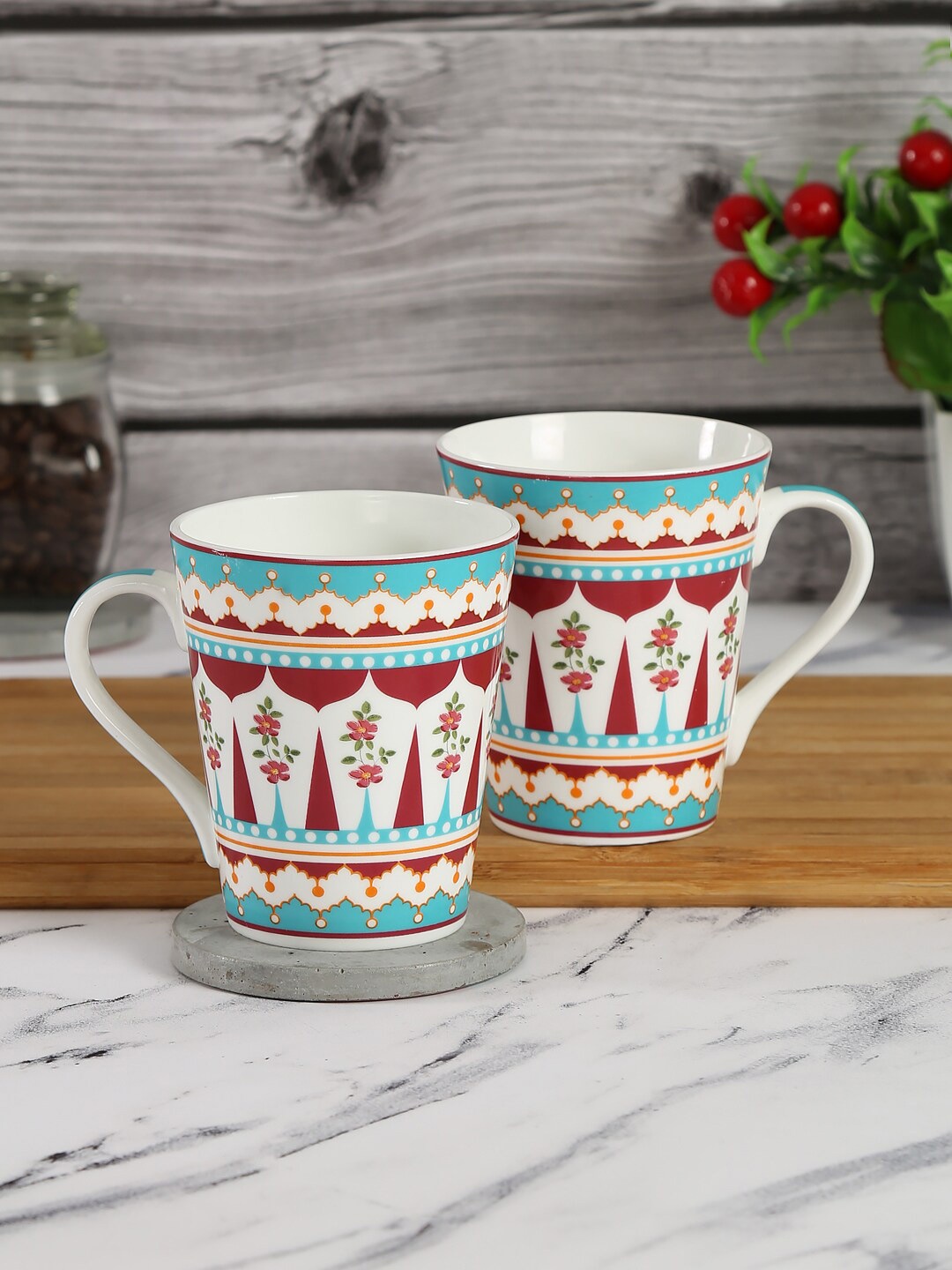 India Circus by Krsnaa Mehta Set of 2 White Microwave safe Bone China Mugs 300ml each
India Circus by Krsnaa Mehta Set of 2 White Microwave safe Bone China Mugs 300ml each