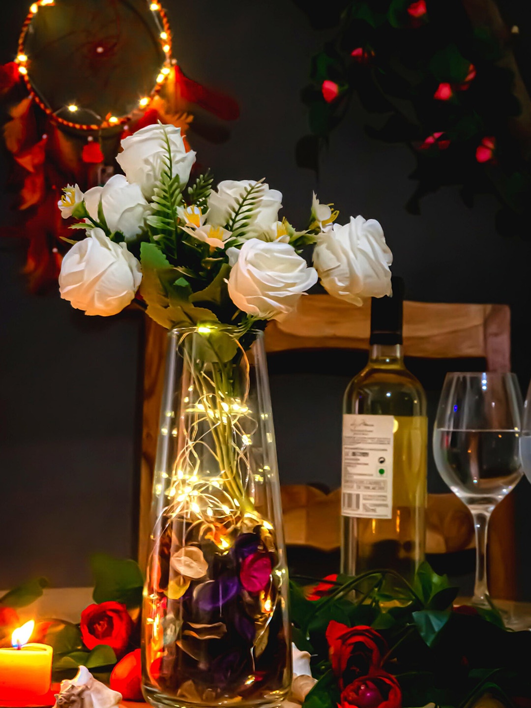 BS AMOR Transparent Glass Light LED Flower Vases