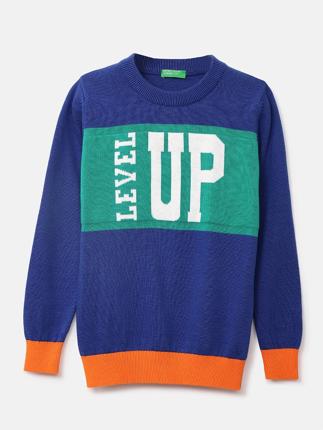 United Colors of Benetton Boys Blue Printed Sweatshirt