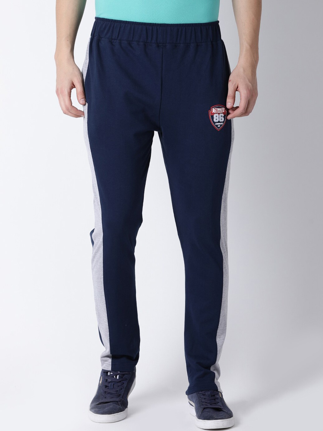 ACTIMAXX Men Navy Blue Solid Cotton Track Pants