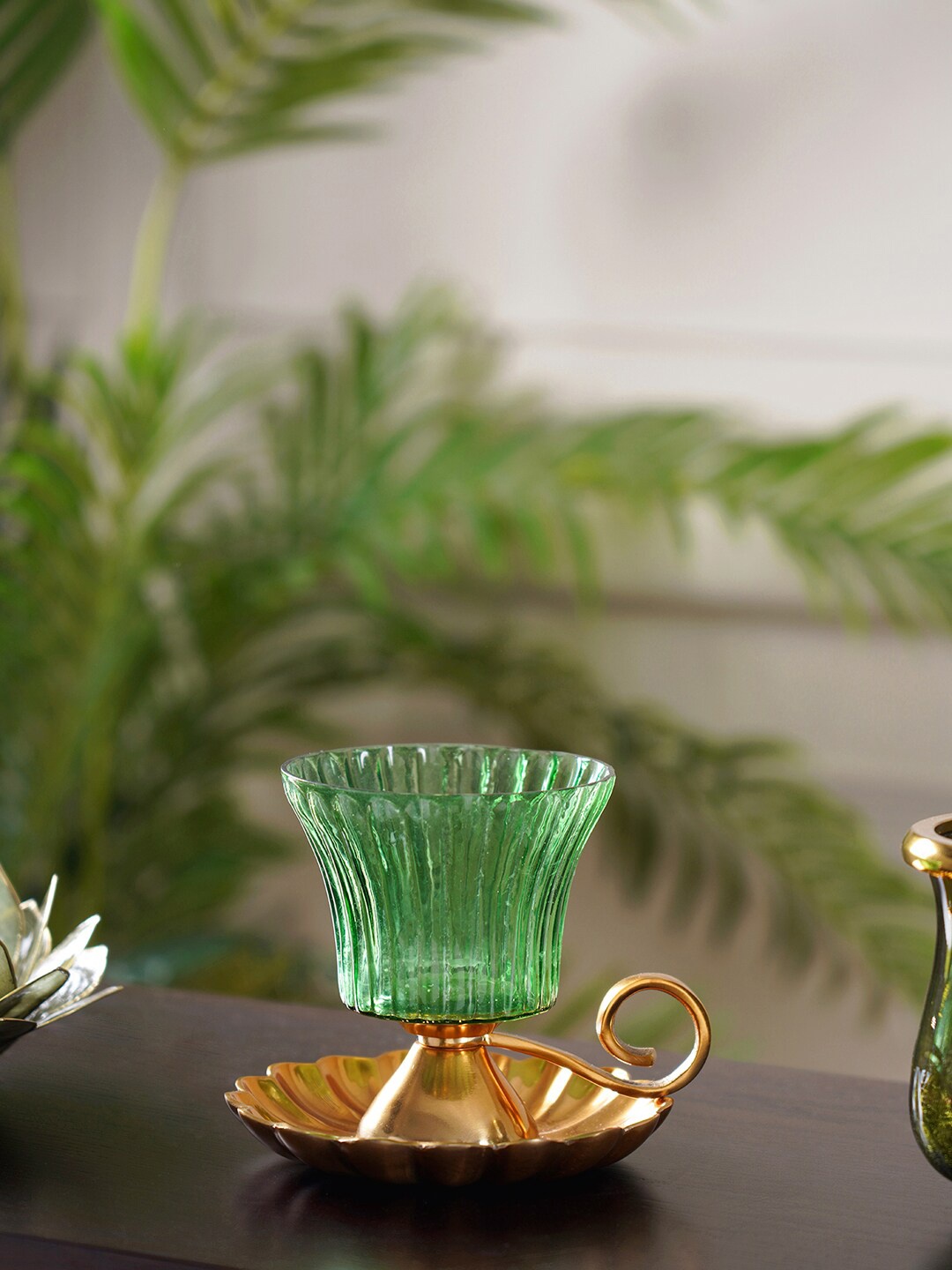 Pure Home and Living Green Solid Candle Holders