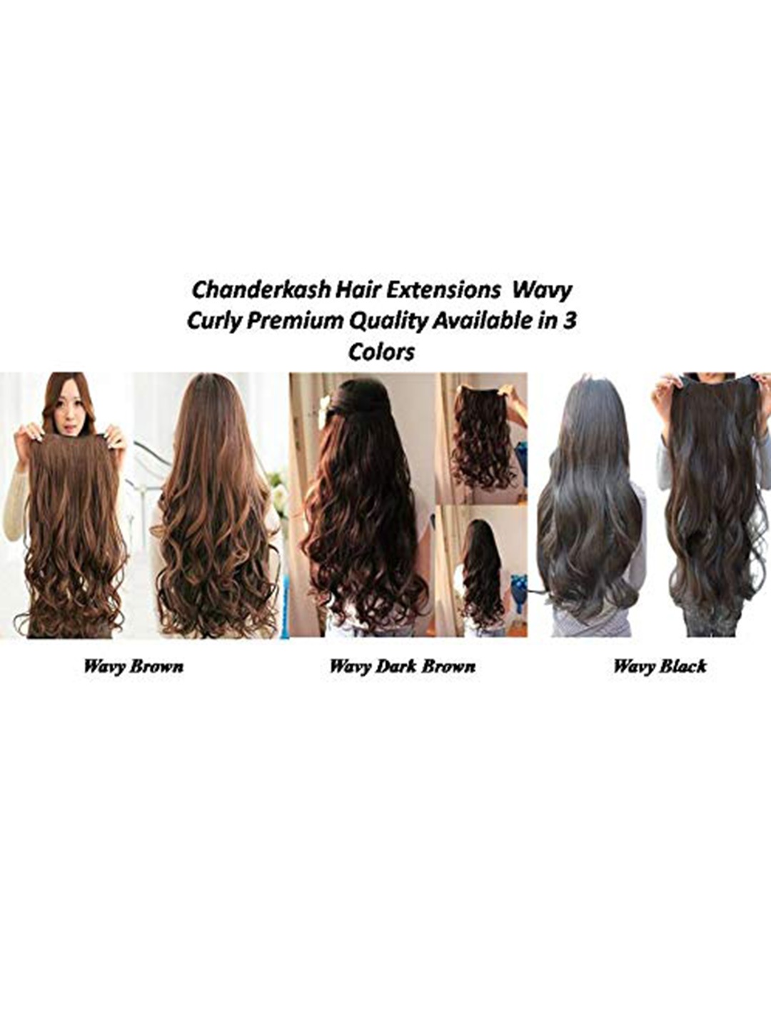 CHANDERKASH Set of 3 24 Inch 5 Clips Base Wavy Curly Full Head Hair Extensions, Brown
CHANDERKASH Set of 3 24 Inch 5 Clips Base Wavy Curly Full Head Hair Extensions, Brown