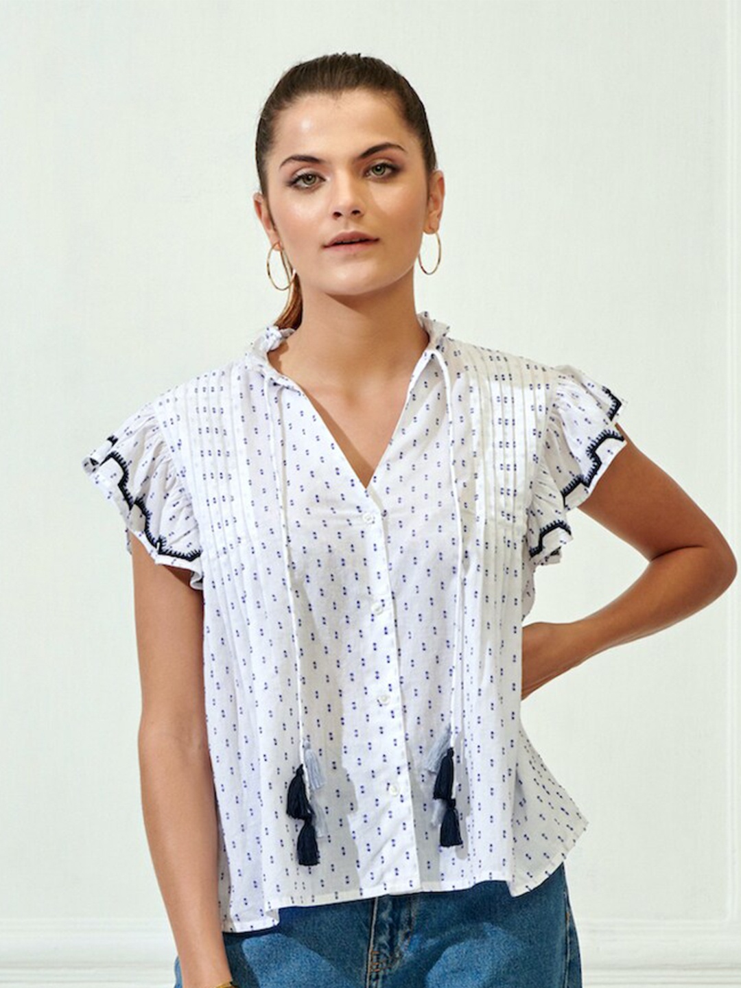 Style Island Women White Print Top