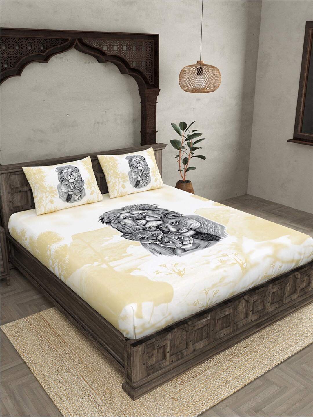JAIPUR FABRIC 240 TC Graphic Print Cotton King Size Bedsheet With 2 Pillow Covers, Yellow
JAIPUR FABRIC 240 TC Graphic Print Cotton King Size Bedsheet With 2 Pillow Covers, Yellow