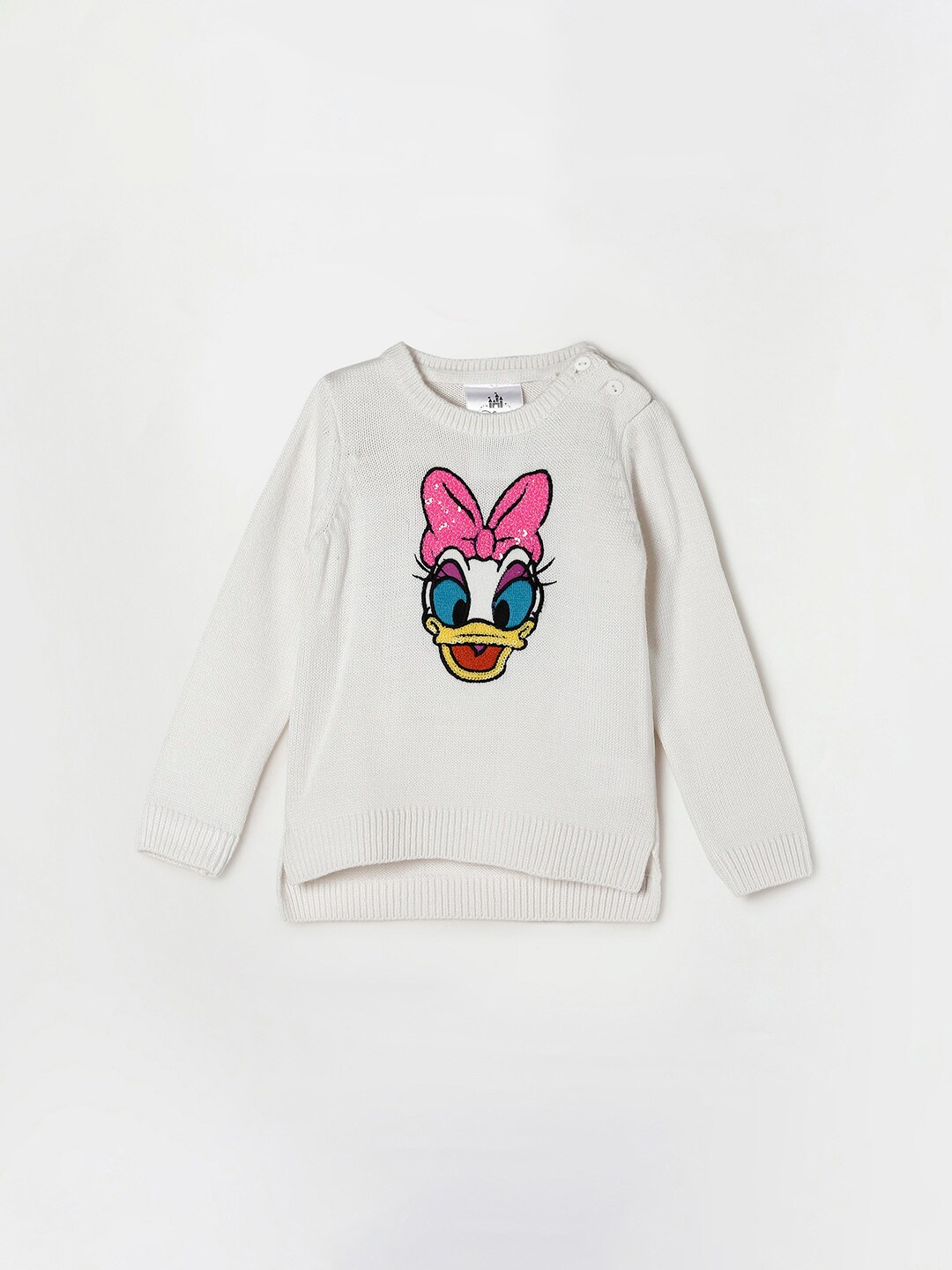 Juniors by Lifestyle Girls White And Pink Daisy Duck Sequins Acrylic Pullover Sweater
Juniors by Lifestyle Girls White And Pink Daisy Duck Sequins Acrylic Pullover Sweater