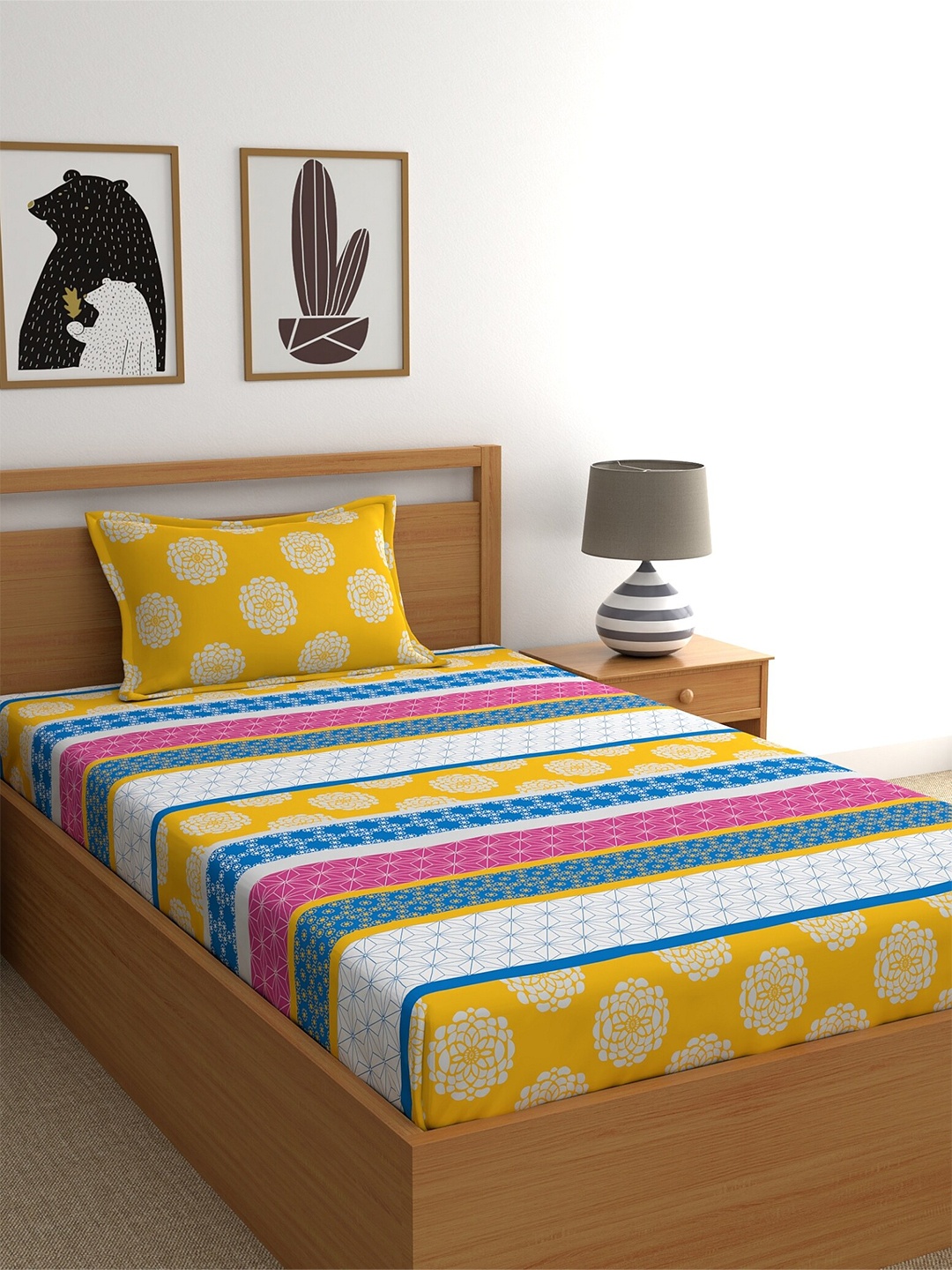 Home Ecstasy 140 TC 110 GSM Ethnic Print Flat Cotton Single Bedsheet With Pillow Cover, Yellow
Home Ecstasy 140 TC 110 GSM Ethnic Print Flat Cotton Single Bedsheet With Pillow Cover, Yellow