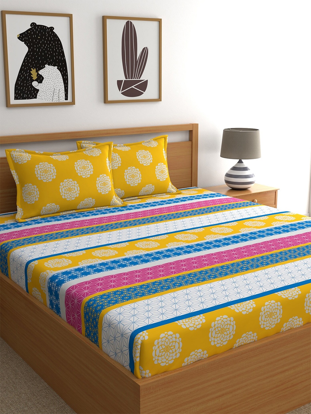 Home Ecstasy 140 TC 110 GSM Ethnic Print Fitted Cotton King Bedsheet With 2 Pillow Covers, Yellow
Home Ecstasy 140 TC 110 GSM Ethnic Print Fitted Cotton King Bedsheet With 2 Pillow Covers, Yellow