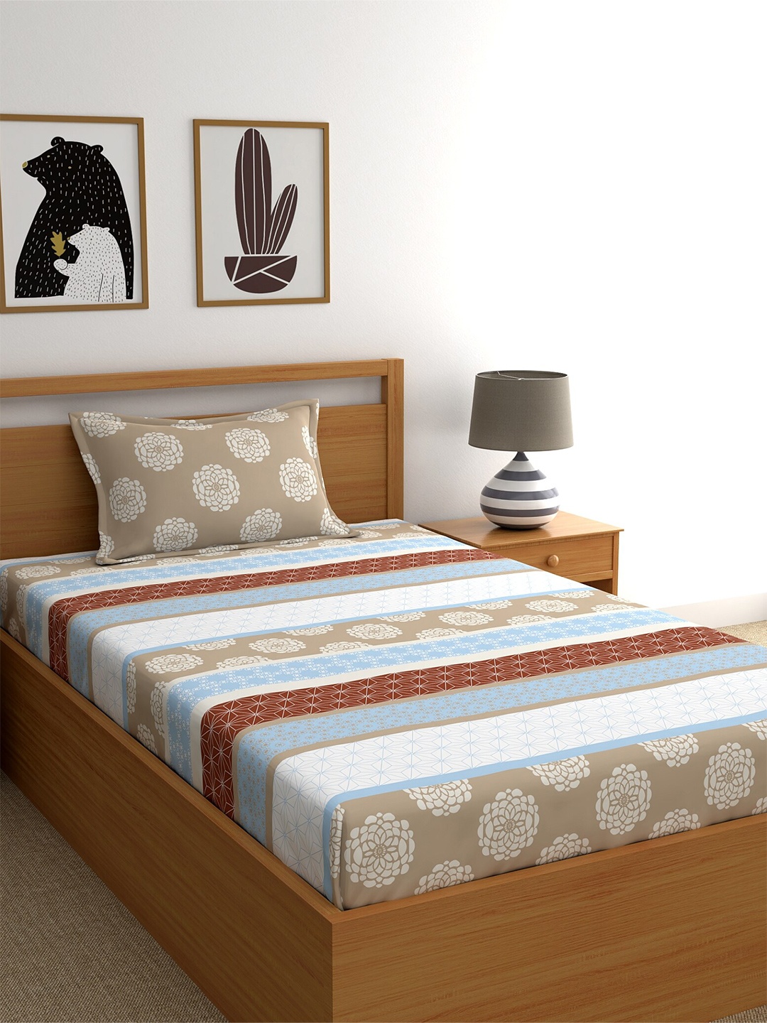 Home Ecstasy 140 TC 110 GSM Ethnic Print Flat Cotton Single Bedsheet With Pillow Cover, Brown
Home Ecstasy 140 TC 110 GSM Ethnic Print Flat Cotton Single Bedsheet With Pillow Cover, Brown