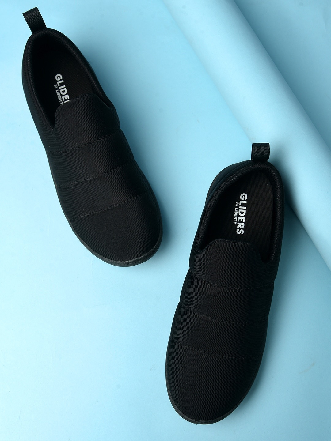 Liberty Women Black Slip-On Sneakers