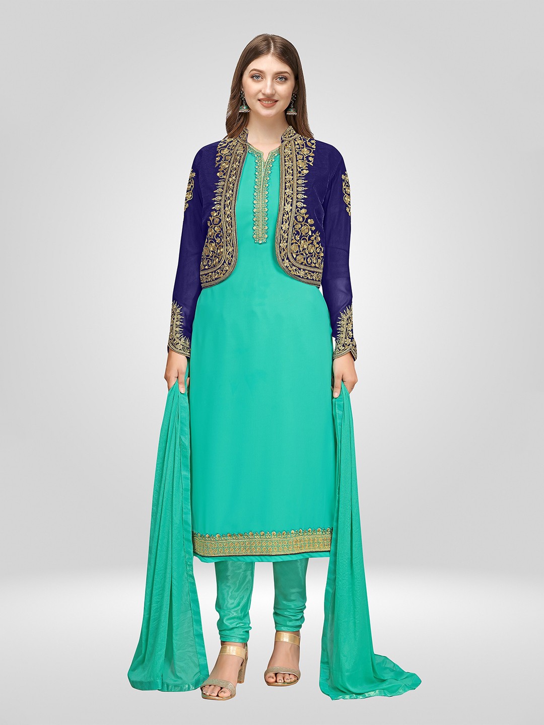 Nivah Fashion Women Turquoise Blue & Gold-Toned Embroidered Unstitched Dress Material
Nivah Fashion Women Turquoise Blue & Gold-Toned Embroidered Unstitched Dress Material