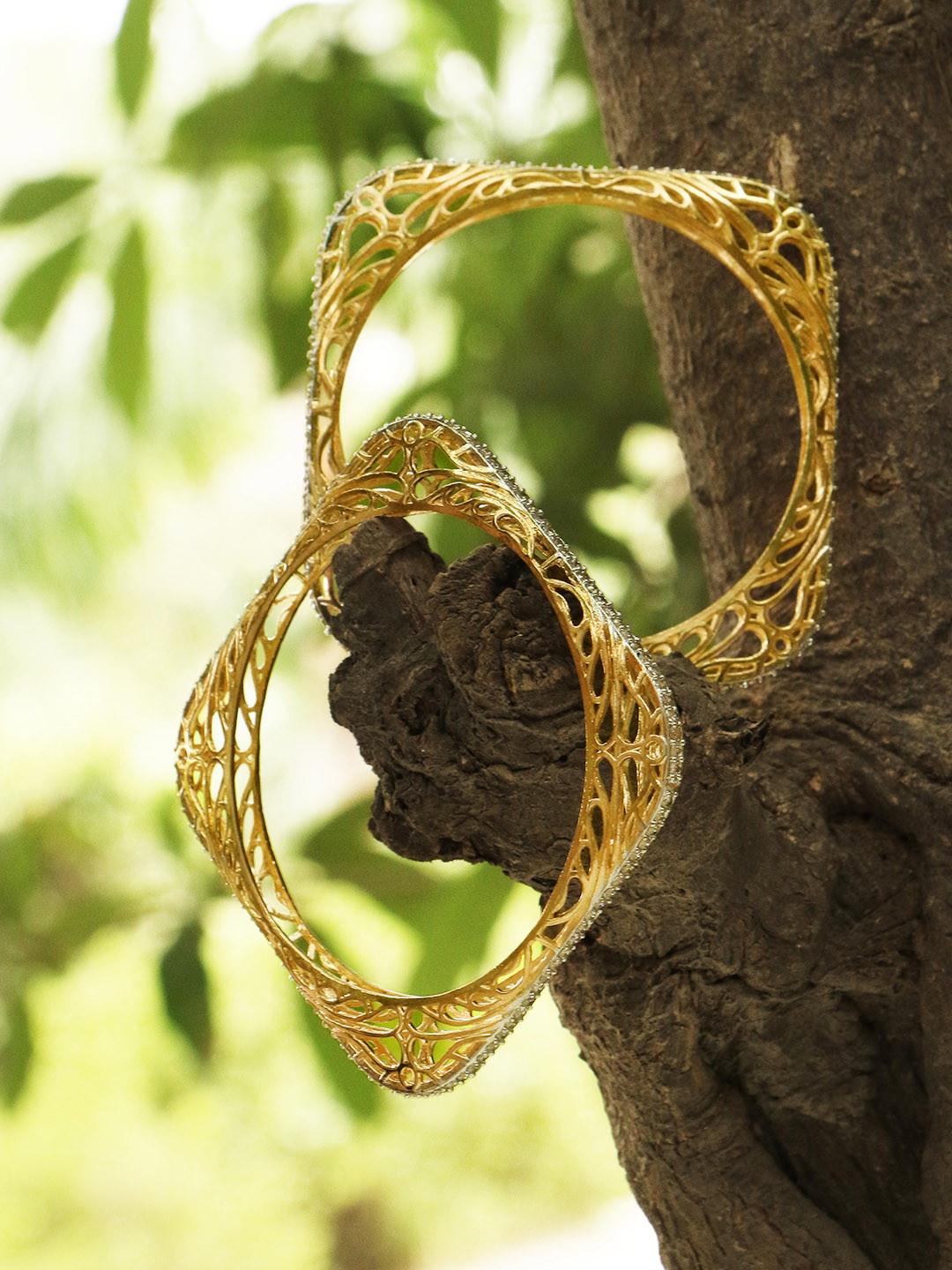 Adwitiya Collection Set Of 2 Gold-Plated Gold-Toned American Diamond Studded Square Bangle, Silver
Adwitiya Collection Set Of 2 Gold-Plated Gold-Toned American Diamond Studded Square Bangle, Silver