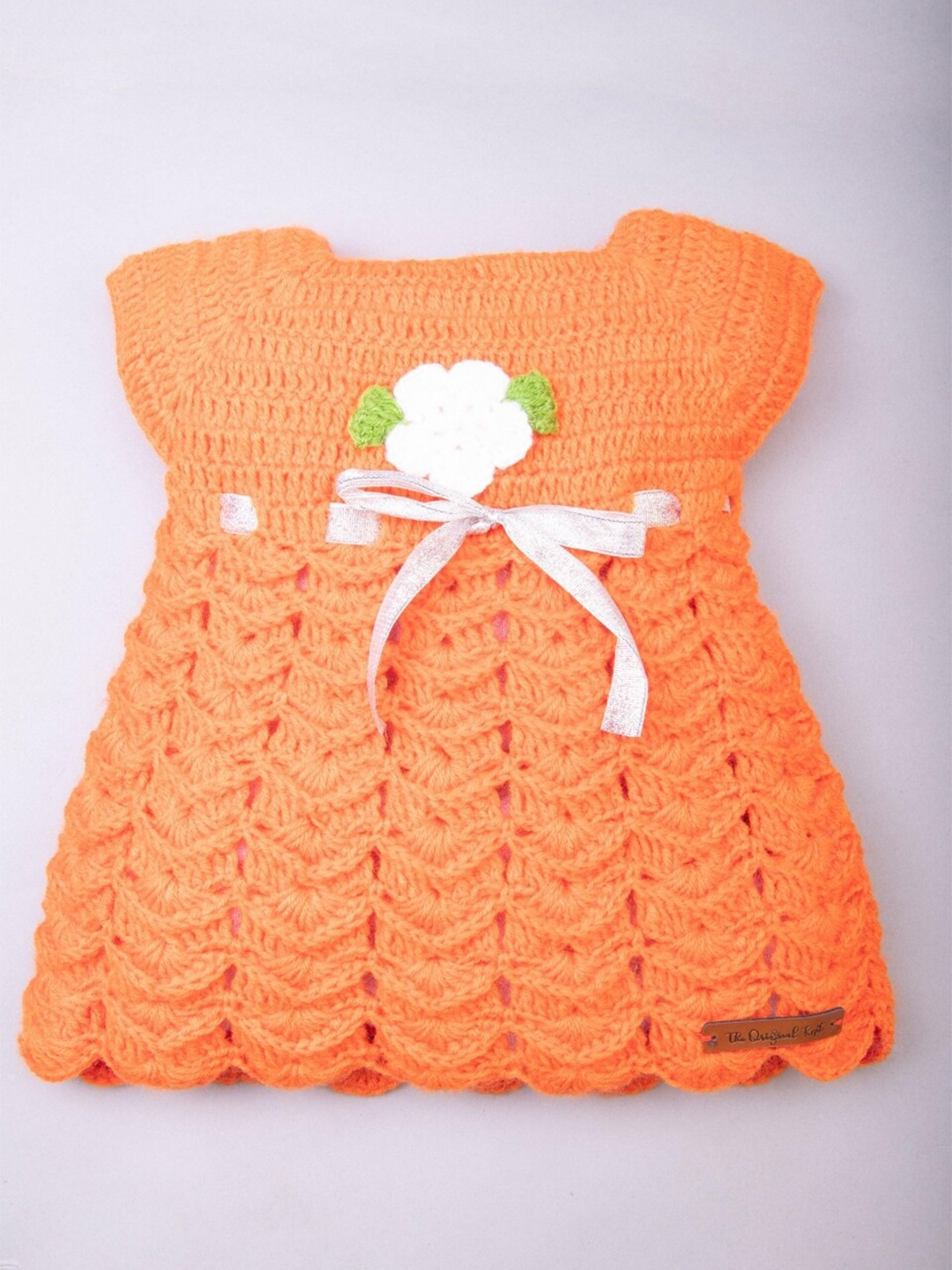 The Original Knit Orange Applique A-Line Dress