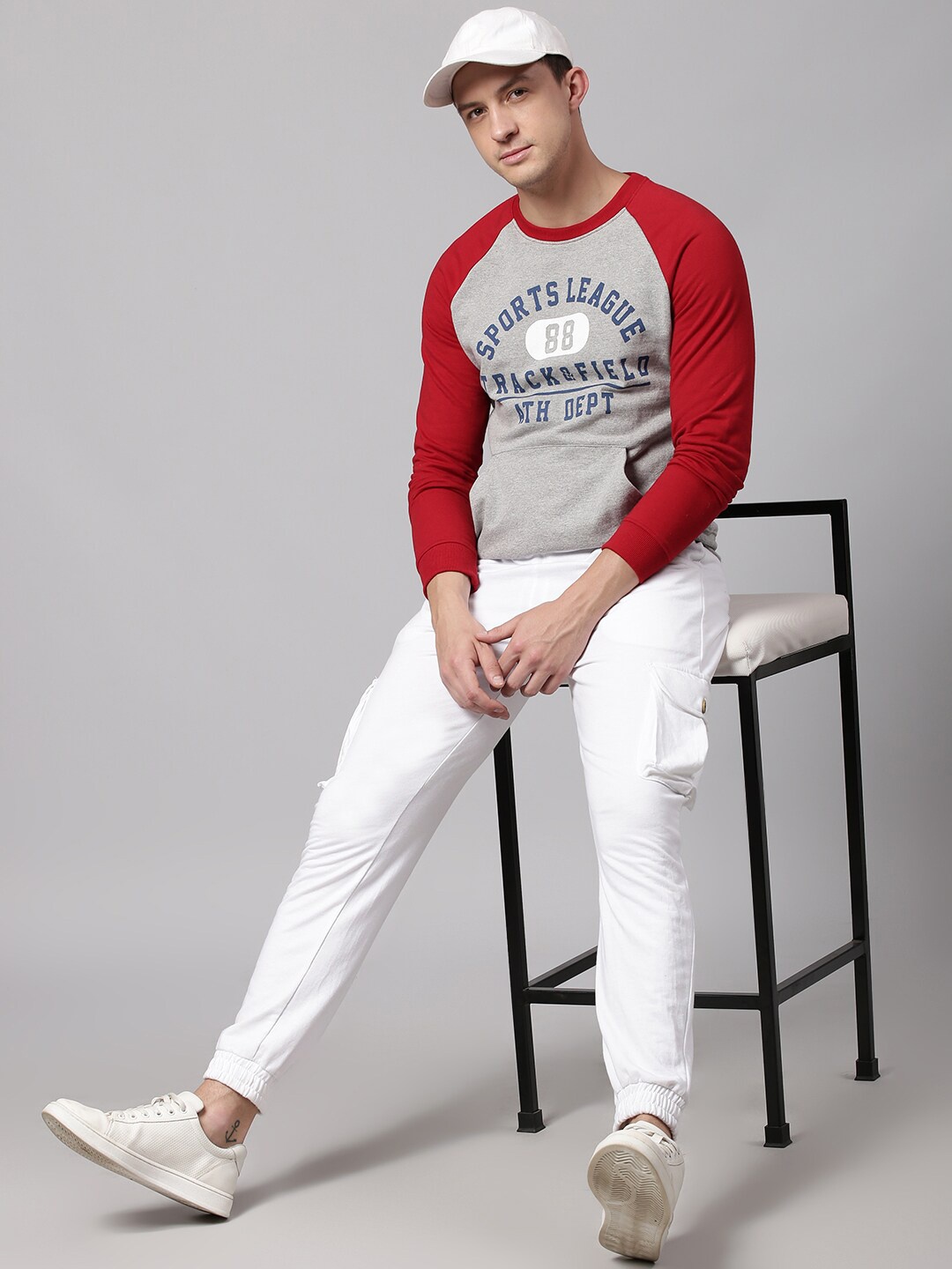 Hubberholme Men Red & Grey Printed Sweatshirt