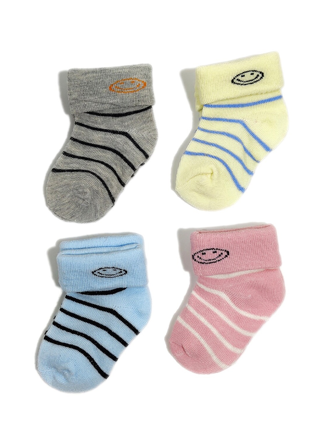 FOOTPRINTS Infant Kids Pack Of 4 Striped Ankle-length Socks, Blue
