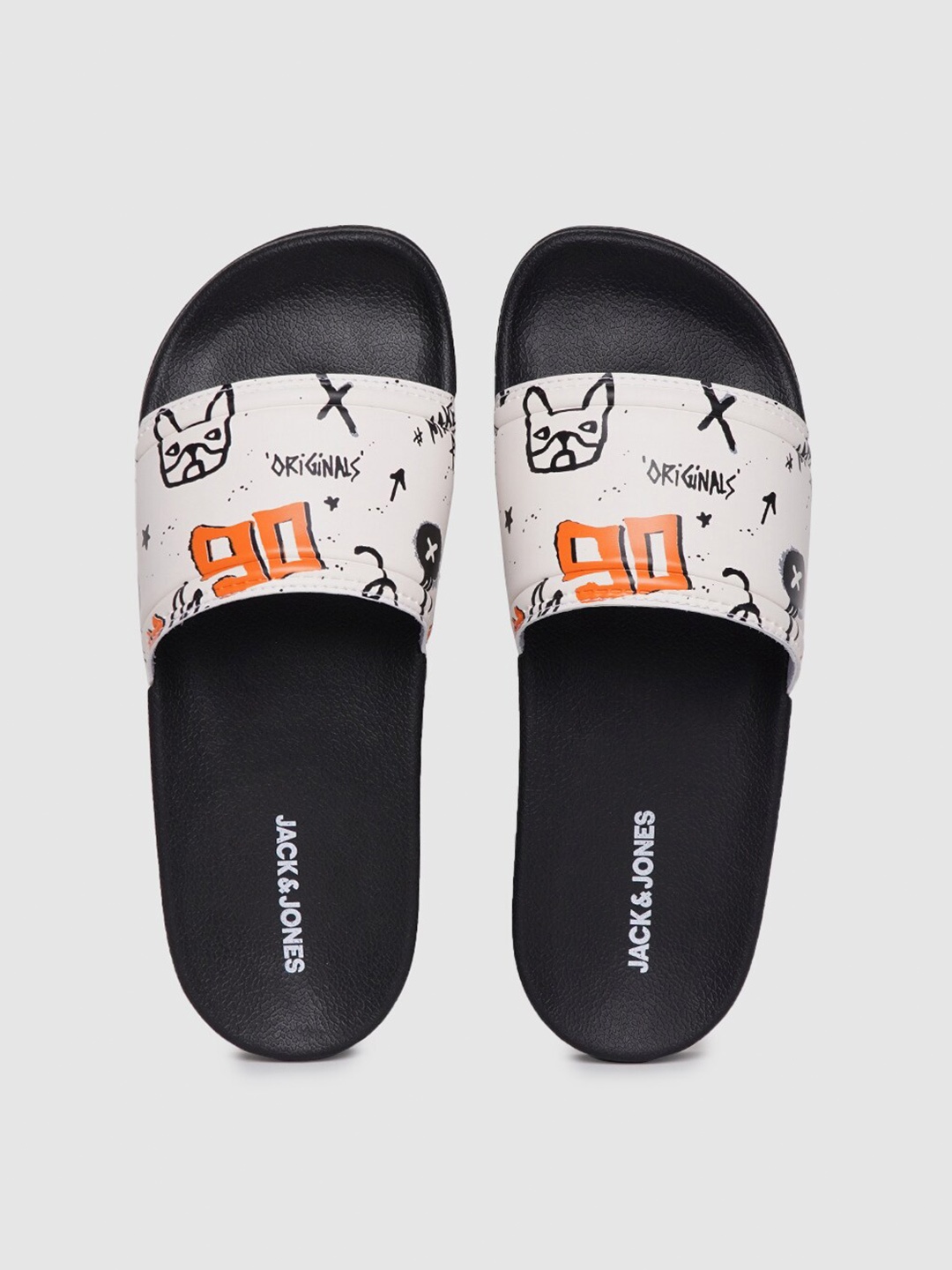 Jack & Jones Men Printed Flip Flops Sliders, Black