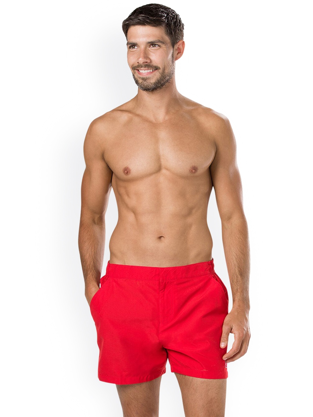 Speedo Men Red Solid Swim Bottoms
