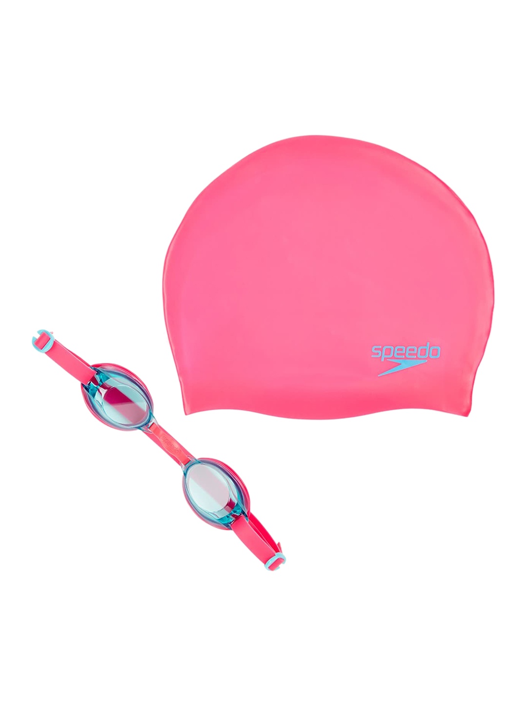 Speedo Kids Pink Solid Swimming Goggle & Cap Set