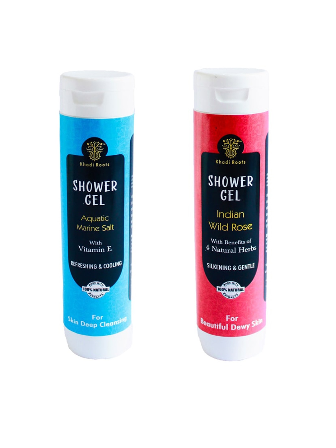 Khadi Roots Set Of 2 Shower Gel - Aquatic Marine Salt + Indian Wild Rose - 200ml Each, Blue
Khadi Roots Set Of 2 Shower Gel - Aquatic Marine Salt + Indian Wild Rose - 200ml Each, Blue