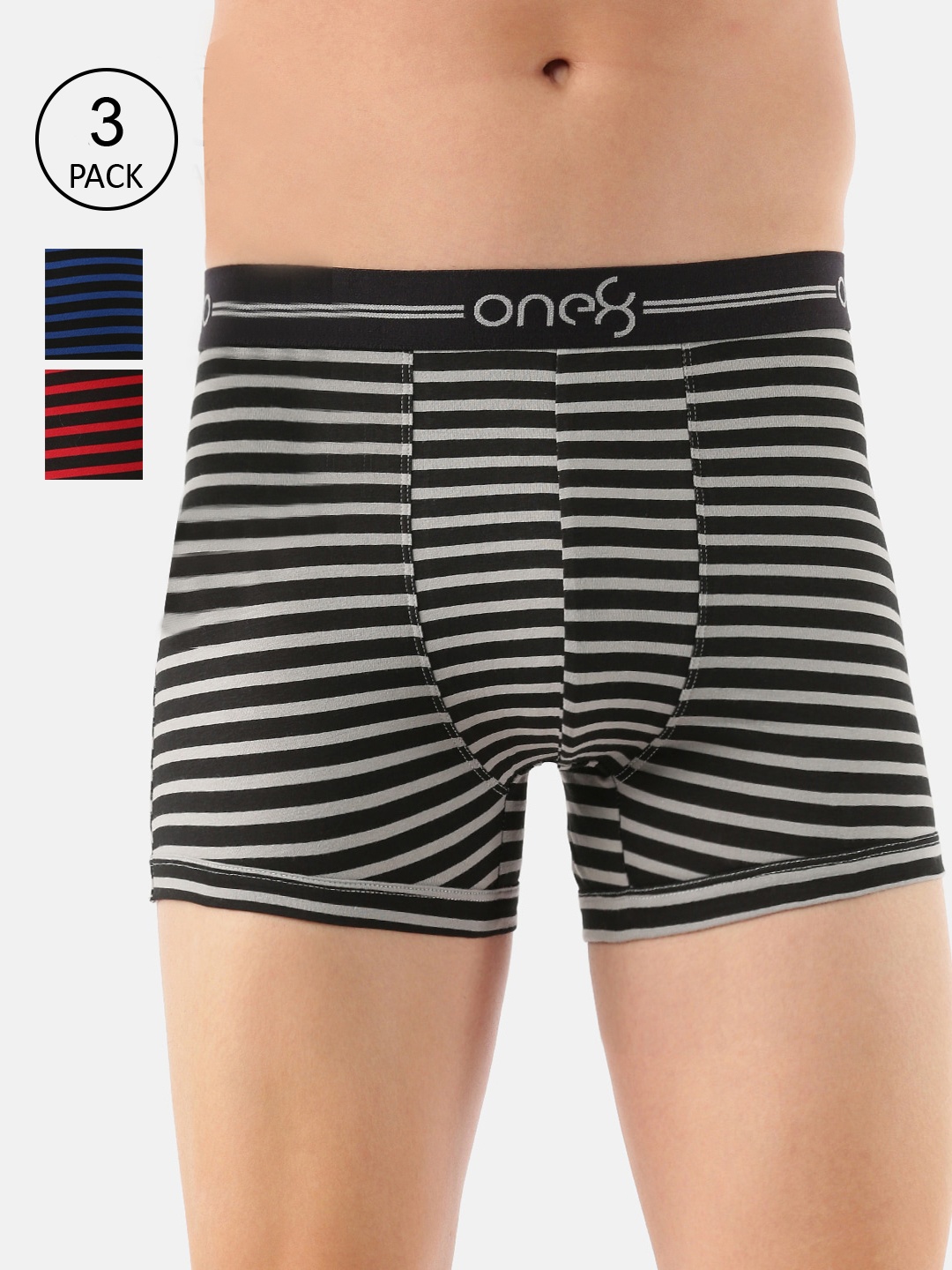 one8 by Virat Kohli Men Pack Of 3 Striped Cotton Trunk 730-PO3-Grey/Rblue/Red-Grey Melange, Blue
one8 by Virat Kohli Men Pack Of 3 Striped Cotton Trunk 730-PO3-Grey/Rblue/Red-Grey Melange, Blue