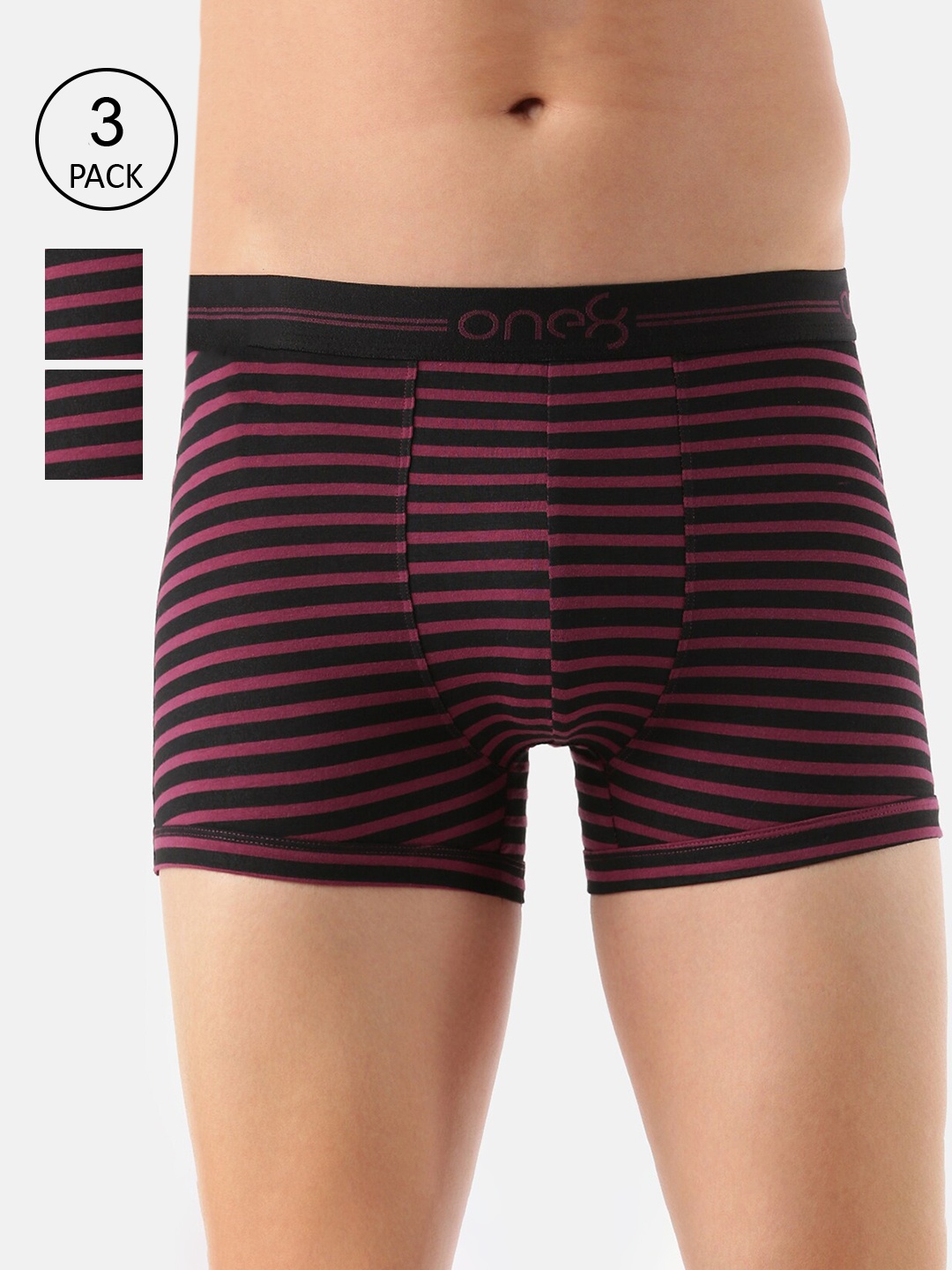 one8 by Virat Kohli Men Pack Of 3 Printed Pure Cotton Ribbed Trunks730-PO3-Wine-Wine, Maroon
one8 by Virat Kohli Men Pack Of 3 Printed Pure Cotton Ribbed Trunks730-PO3-Wine-Wine, Maroon