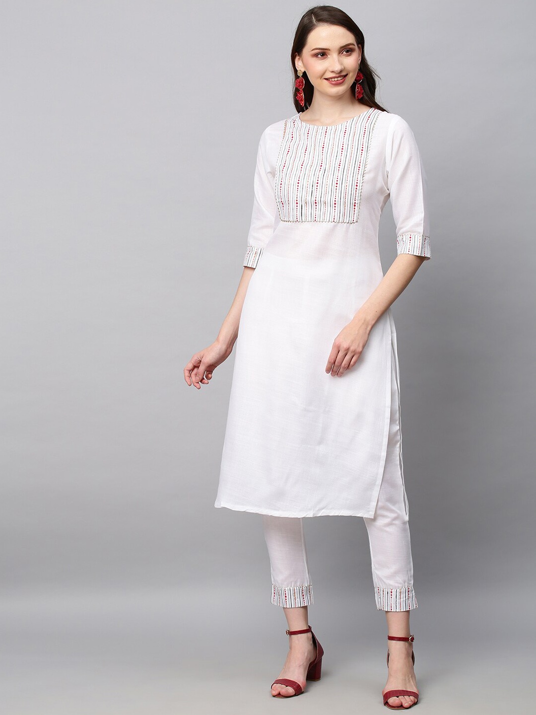 AMRUTVARSHA CREATION Women White Yoke Design Pure Cotton Kurti with Trousers & With Dupatta
AMRUTVARSHA CREATION Women White Yoke Design Pure Cotton Kurti with Trousers & With Dupatta