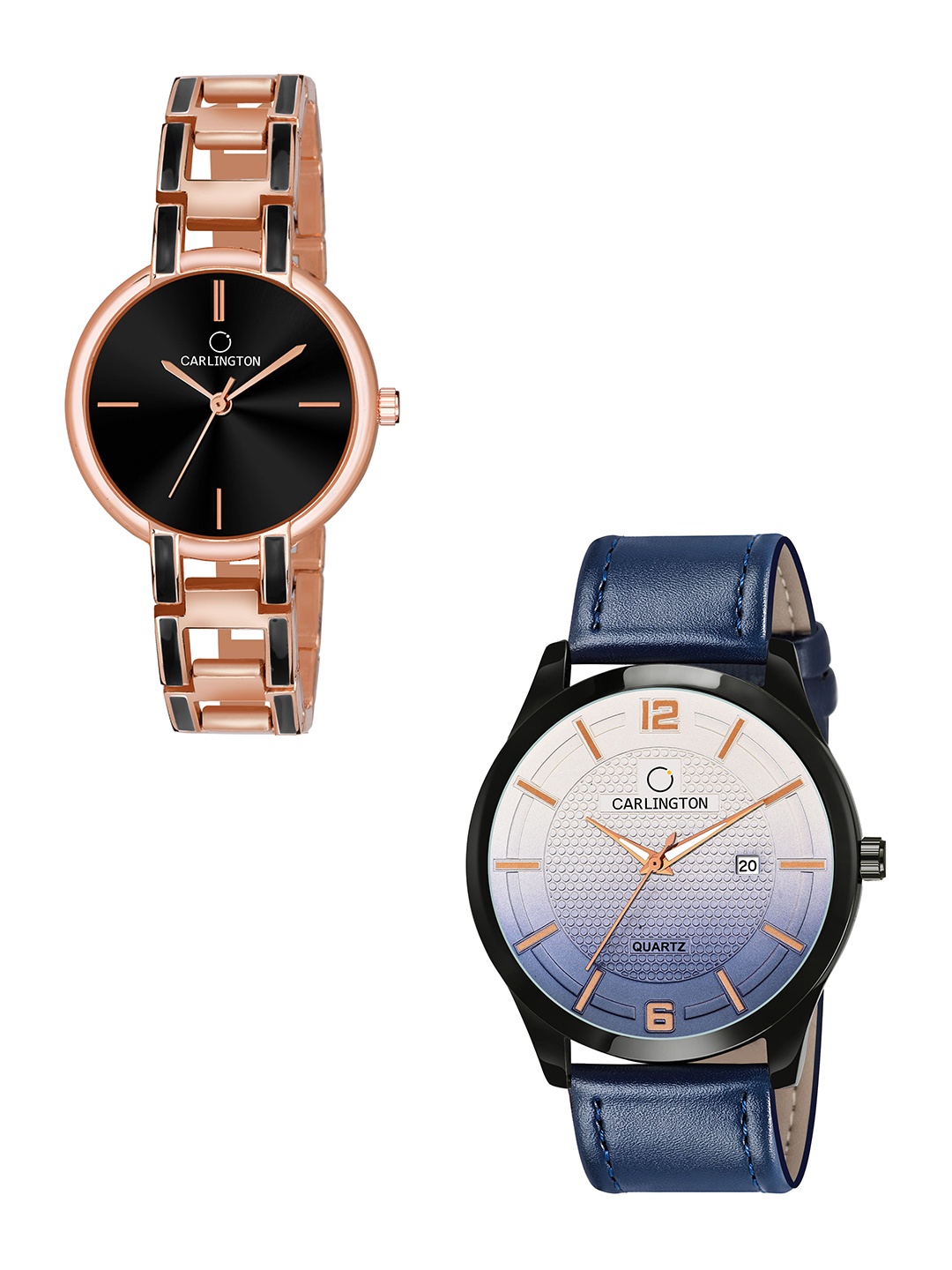 CARLINGTON Unisex Black Dial & Rose Gold Toned Leather Straps Analogue Watch CK Black-CT1010, Blue
CARLINGTON Unisex Black Dial & Rose Gold Toned Leather Straps Analogue Watch CK Black-CT1010, Blue