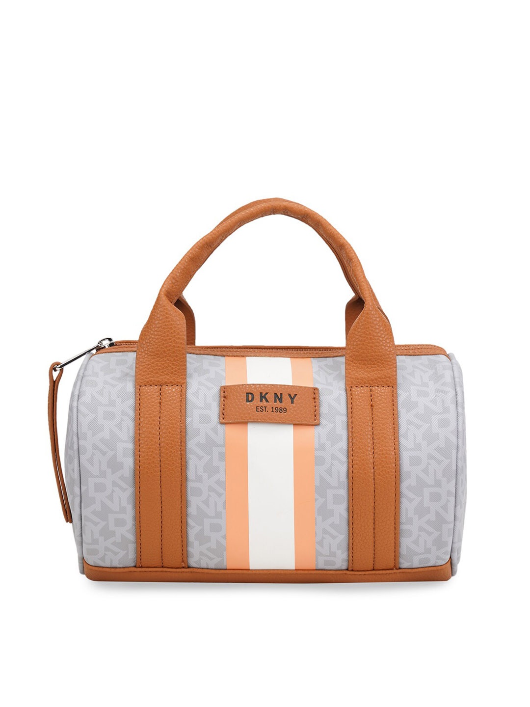 DKNY SIGNATURE STRIPE Unisex Printed Duffel Bag, Grey