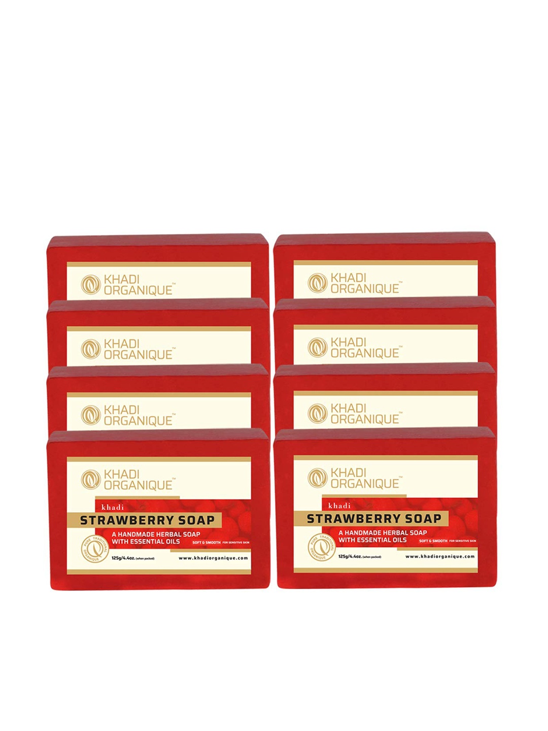 Khadi Organique Set of 8 Strawberry Handmade Soap with Essential Oils 125 g (Each), Red
Khadi Organique Set of 8 Strawberry Handmade Soap with Essential Oils 125 g (Each), Red
